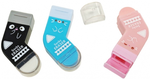 Radiera si ascutitoare Tochain, forma de soseta, diverse culori